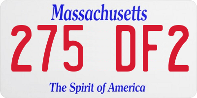 MA license plate 275DF2