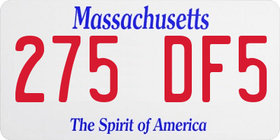 MA license plate 275DF5