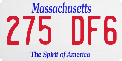 MA license plate 275DF6