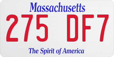 MA license plate 275DF7