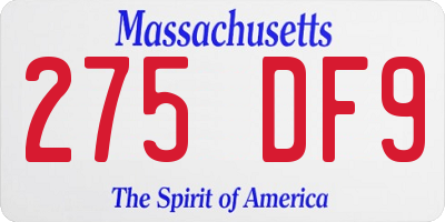 MA license plate 275DF9