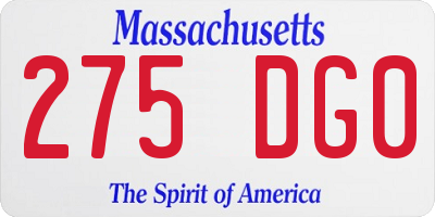 MA license plate 275DG0