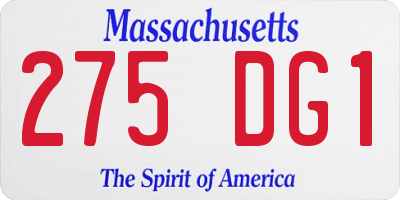MA license plate 275DG1