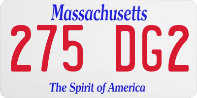 MA license plate 275DG2