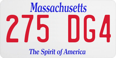 MA license plate 275DG4