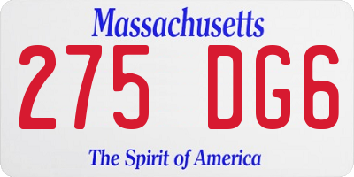 MA license plate 275DG6