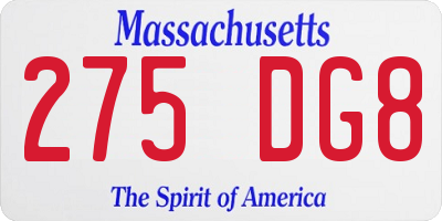 MA license plate 275DG8