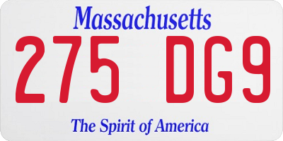 MA license plate 275DG9
