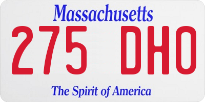 MA license plate 275DH0
