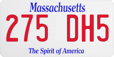 MA license plate 275DH5