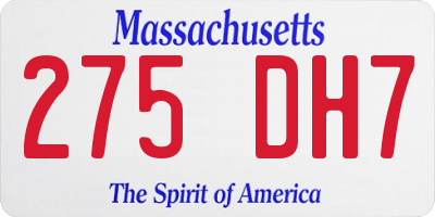 MA license plate 275DH7