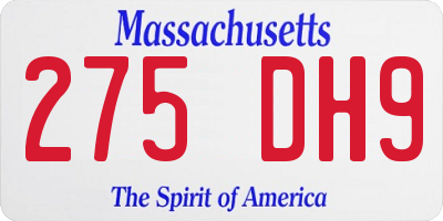MA license plate 275DH9