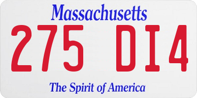 MA license plate 275DI4