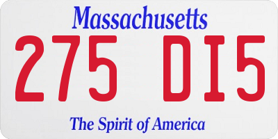 MA license plate 275DI5