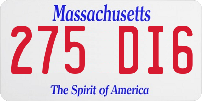 MA license plate 275DI6