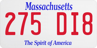 MA license plate 275DI8