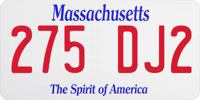 MA license plate 275DJ2