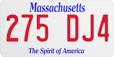 MA license plate 275DJ4