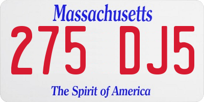 MA license plate 275DJ5