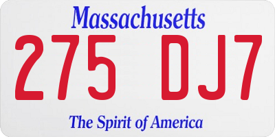 MA license plate 275DJ7