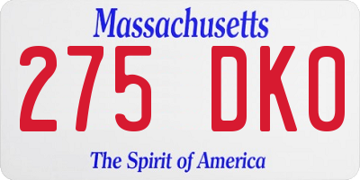 MA license plate 275DK0