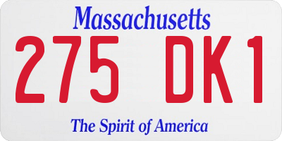 MA license plate 275DK1