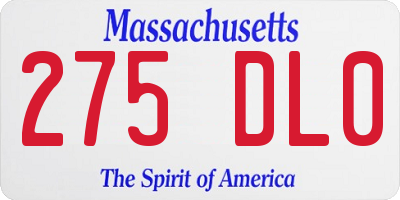 MA license plate 275DL0