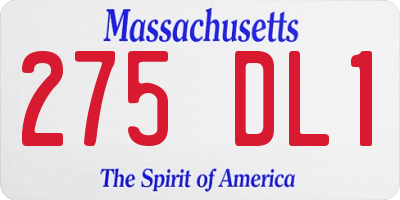 MA license plate 275DL1