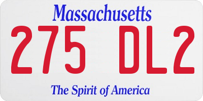 MA license plate 275DL2