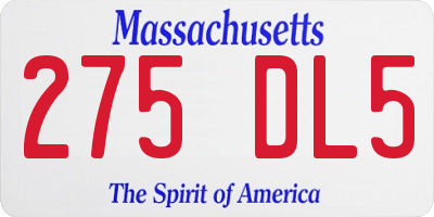 MA license plate 275DL5