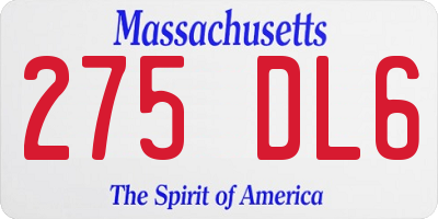 MA license plate 275DL6