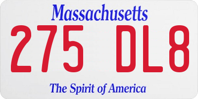 MA license plate 275DL8