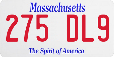 MA license plate 275DL9