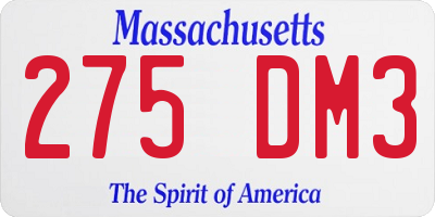 MA license plate 275DM3