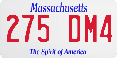 MA license plate 275DM4