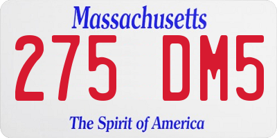 MA license plate 275DM5