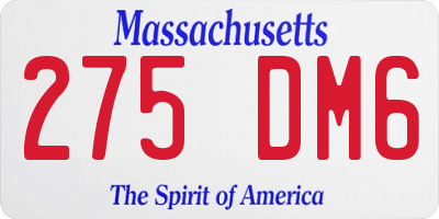 MA license plate 275DM6
