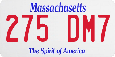 MA license plate 275DM7