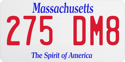 MA license plate 275DM8