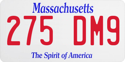 MA license plate 275DM9