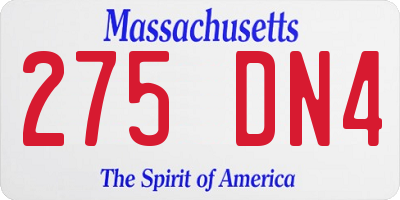 MA license plate 275DN4