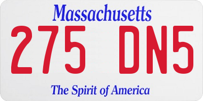 MA license plate 275DN5