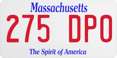 MA license plate 275DP0