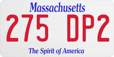 MA license plate 275DP2