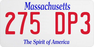 MA license plate 275DP3