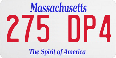 MA license plate 275DP4
