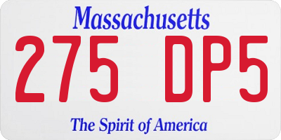 MA license plate 275DP5