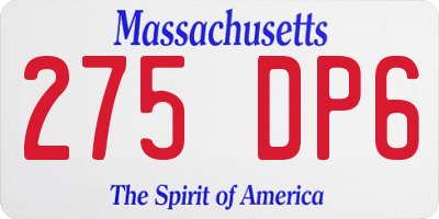 MA license plate 275DP6