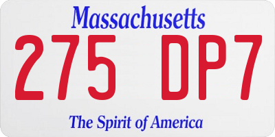MA license plate 275DP7