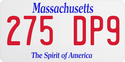 MA license plate 275DP9